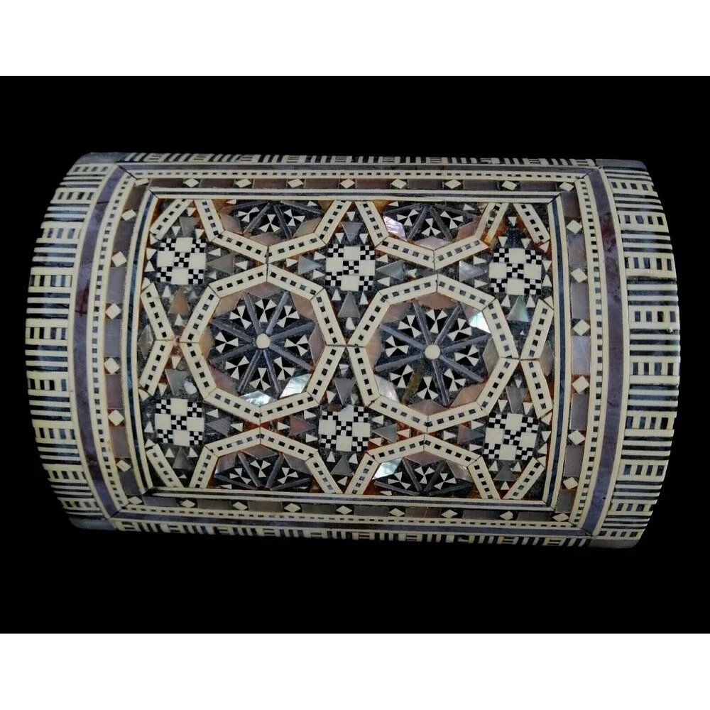 Handcrafted Mosaic Decorative Trinket Box Abalone Inlaid Middle Eastern Moorish